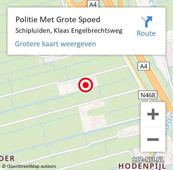 Locatie op kaart van de 112 melding: Politie Met Grote Spoed Naar Schipluiden, Klaas Engelbrechtsweg op 17 september 2021 19:10