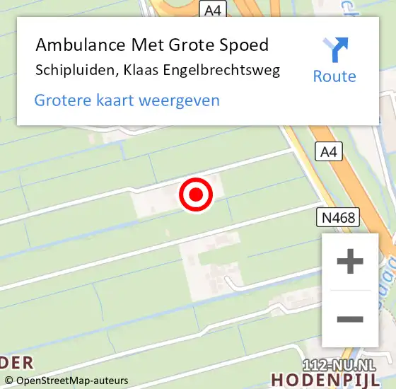 Locatie op kaart van de 112 melding: Ambulance Met Grote Spoed Naar Schipluiden, Klaas Engelbrechtsweg op 17 september 2021 19:11