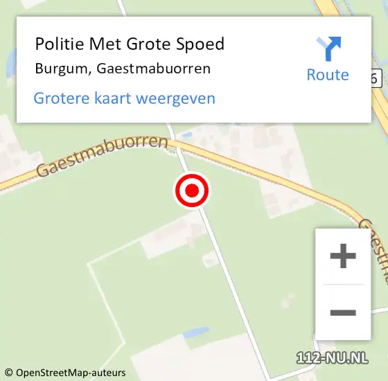 Locatie op kaart van de 112 melding: Politie Met Grote Spoed Naar Burgum, Gaestmabuorren op 17 september 2021 19:15