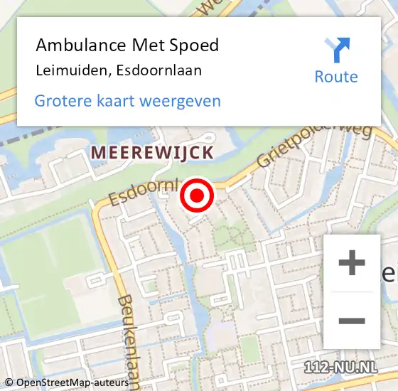 Locatie op kaart van de 112 melding: Ambulance Met Spoed Naar Leimuiden, Esdoornlaan op 17 september 2021 19:15