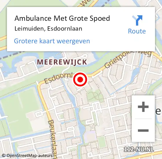 Locatie op kaart van de 112 melding: Ambulance Met Grote Spoed Naar Leimuiden, Esdoornlaan op 17 september 2021 19:16