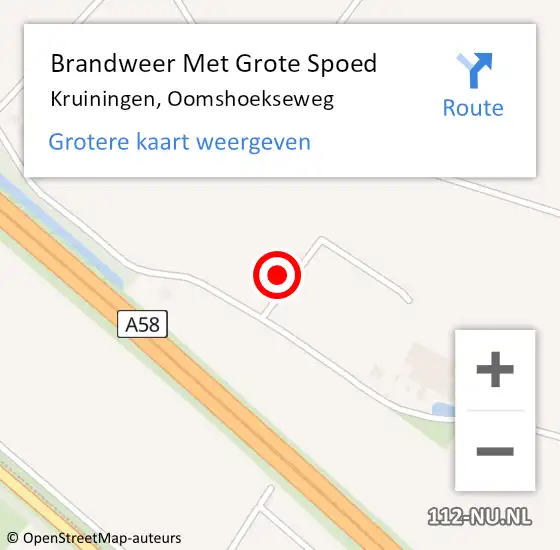 Locatie op kaart van de 112 melding: Brandweer Met Grote Spoed Naar Kruiningen, Oomshoekseweg op 17 september 2021 19:25