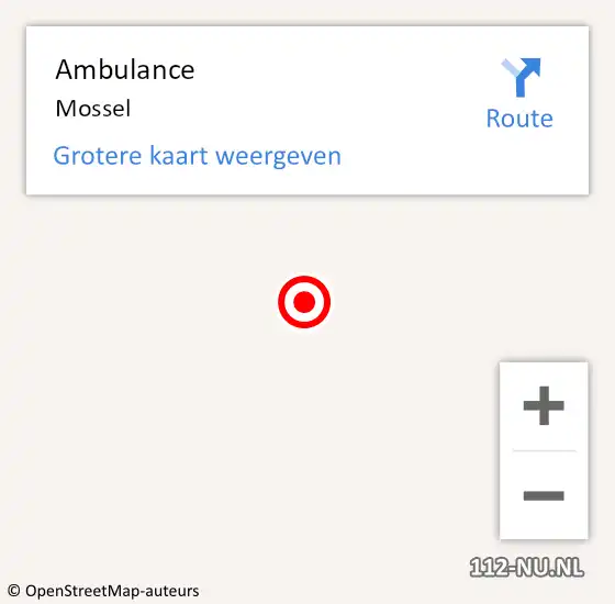 Locatie op kaart van de 112 melding: Ambulance Mossel op 17 september 2021 19:38