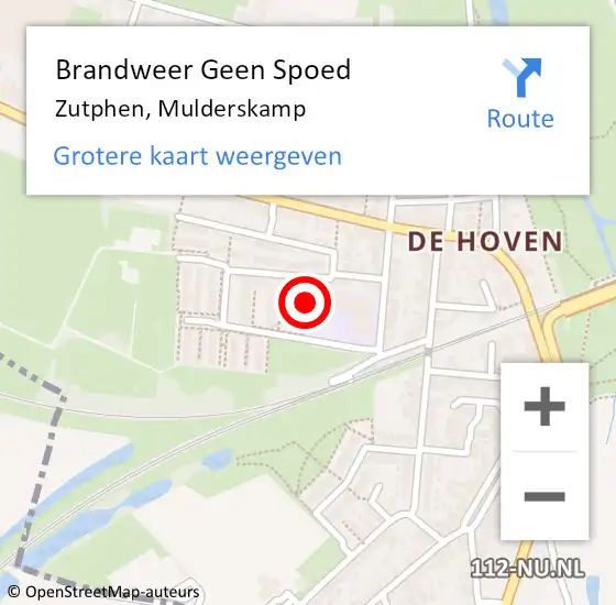 Locatie op kaart van de 112 melding: Brandweer Geen Spoed Naar Zutphen, Mulderskamp op 17 september 2021 19:51