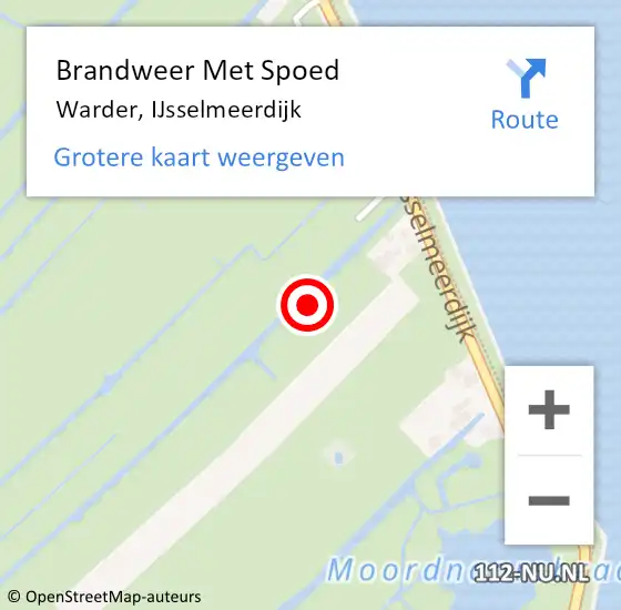 Locatie op kaart van de 112 melding: Brandweer Met Spoed Naar Warder, IJsselmeerdijk op 17 september 2021 19:56