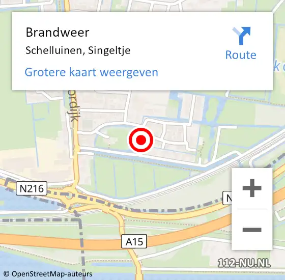 Locatie op kaart van de 112 melding: Brandweer Schelluinen, Singeltje op 17 september 2021 20:03