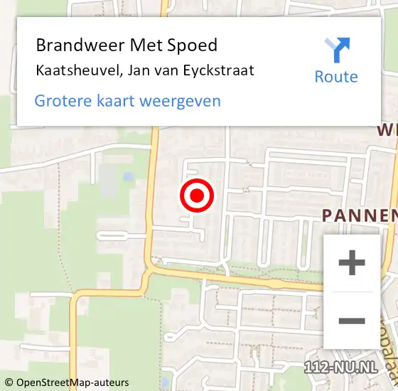 Locatie op kaart van de 112 melding: Brandweer Met Spoed Naar Kaatsheuvel, Jan van Eyckstraat op 17 september 2021 20:07