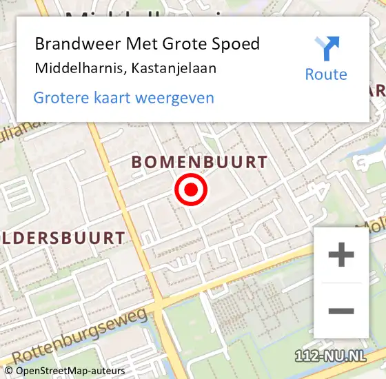 Locatie op kaart van de 112 melding: Brandweer Met Grote Spoed Naar Middelharnis, Kastanjelaan op 17 september 2021 20:12