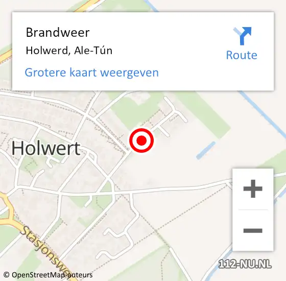 Locatie op kaart van de 112 melding: Brandweer Holwerd, Ale-Tún op 17 september 2021 20:22