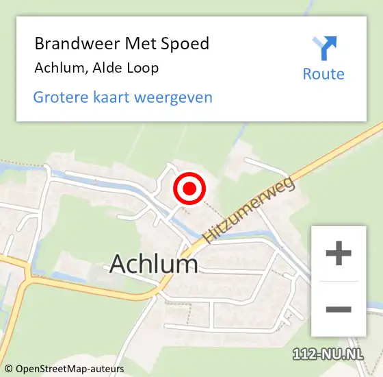 Locatie op kaart van de 112 melding: Brandweer Met Spoed Naar Achlum, Alde Loop op 17 september 2021 20:38