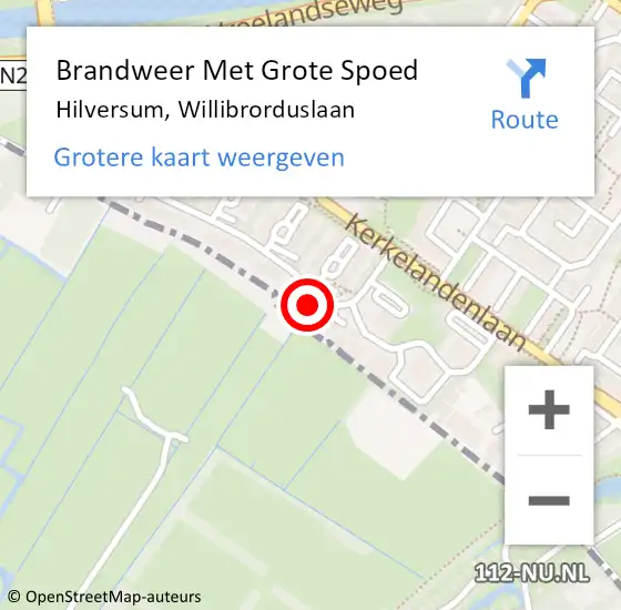 Locatie op kaart van de 112 melding: Brandweer Met Grote Spoed Naar Hilversum, Willibrorduslaan op 17 september 2021 20:42