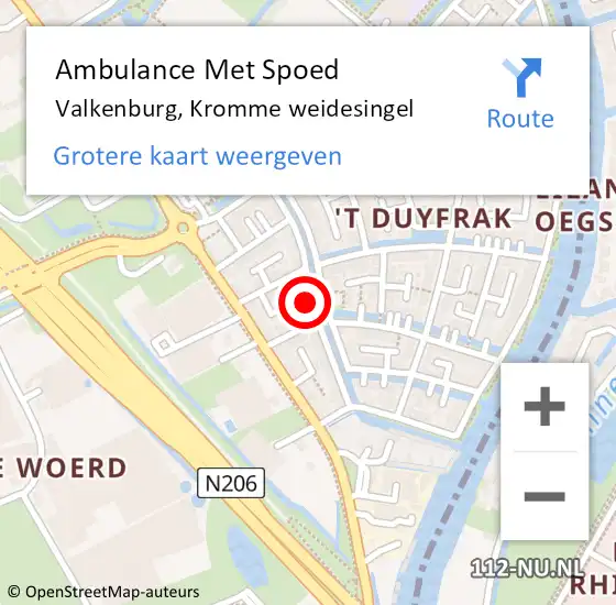 Locatie op kaart van de 112 melding: Ambulance Met Spoed Naar Valkenburg, Kromme weidesingel op 17 september 2021 20:45