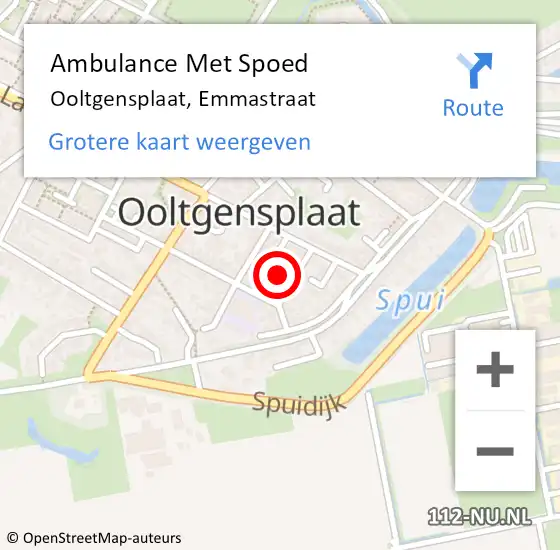 Locatie op kaart van de 112 melding: Ambulance Met Spoed Naar Ooltgensplaat, Emmastraat op 17 september 2021 20:50