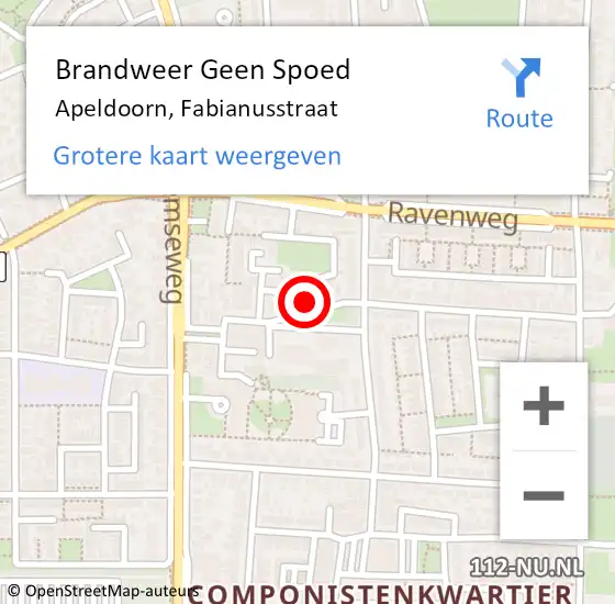 Locatie op kaart van de 112 melding: Brandweer Geen Spoed Naar Apeldoorn, Fabianusstraat op 17 september 2021 21:02