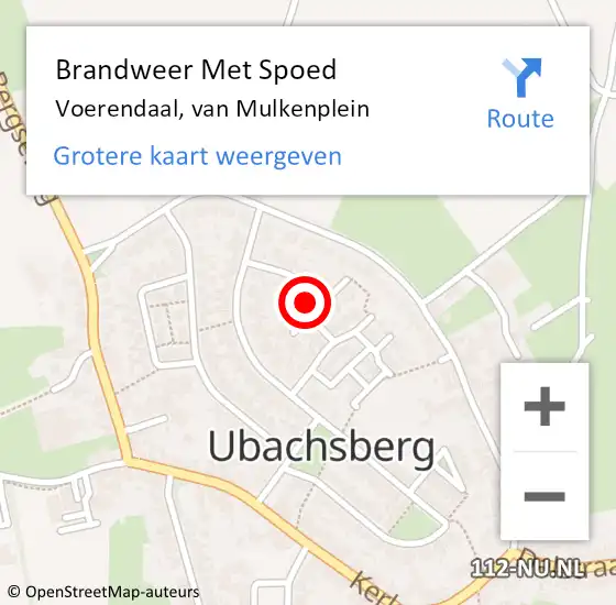 Locatie op kaart van de 112 melding: Brandweer Met Spoed Naar Voerendaal, van Mulkenplein op 17 september 2021 21:05