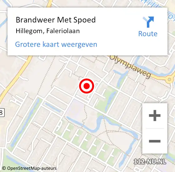 Locatie op kaart van de 112 melding: Brandweer Met Spoed Naar Hillegom, Faleriolaan op 17 september 2021 21:21