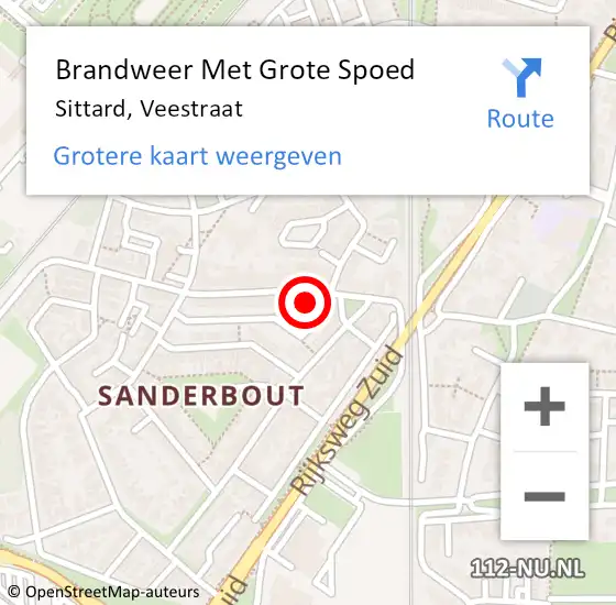 Locatie op kaart van de 112 melding: Brandweer Met Grote Spoed Naar Sittard, Veestraat op 17 september 2021 21:22