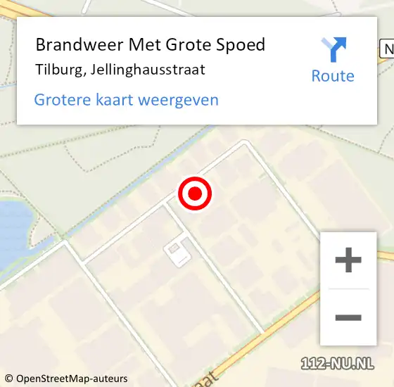 Locatie op kaart van de 112 melding: Brandweer Met Grote Spoed Naar Tilburg, Jellinghausstraat op 17 september 2021 21:34