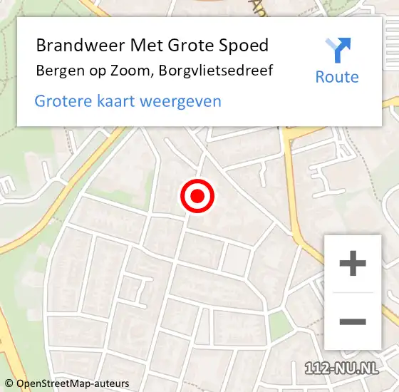 Locatie op kaart van de 112 melding: Brandweer Met Grote Spoed Naar Bergen op Zoom, Borgvlietsedreef op 17 september 2021 22:05