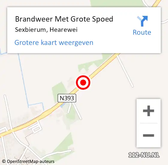 Locatie op kaart van de 112 melding: Brandweer Met Grote Spoed Naar Sexbierum, Hearewei op 23 juni 2014 11:27