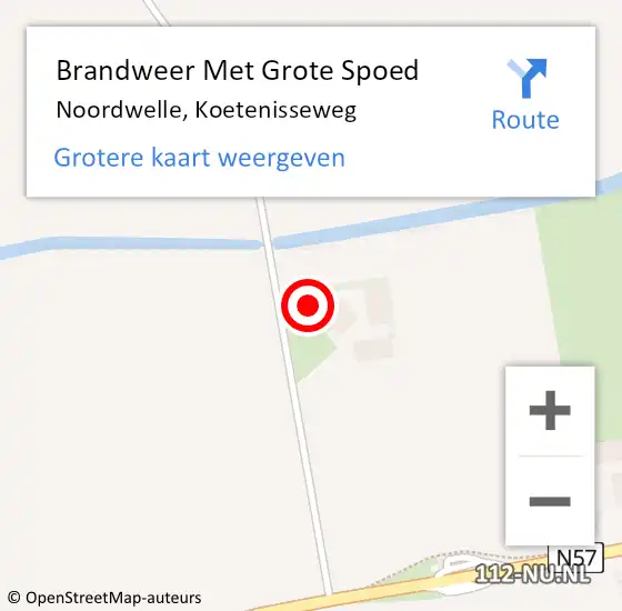 Locatie op kaart van de 112 melding: Brandweer Met Grote Spoed Naar Noordwelle, Koetenisseweg op 17 september 2021 22:34