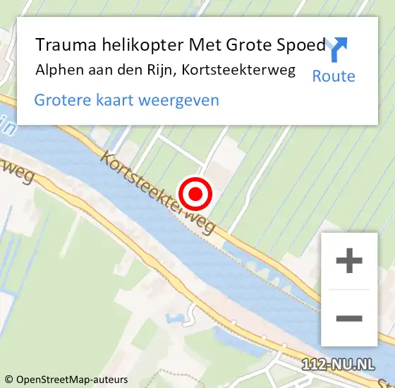 Locatie op kaart van de 112 melding: Trauma helikopter Met Grote Spoed Naar Alphen aan den Rijn, Kortsteekterweg op 17 september 2021 22:38