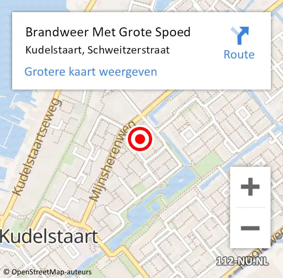 Locatie op kaart van de 112 melding: Brandweer Met Grote Spoed Naar Kudelstaart, Schweitzerstraat op 17 september 2021 22:52