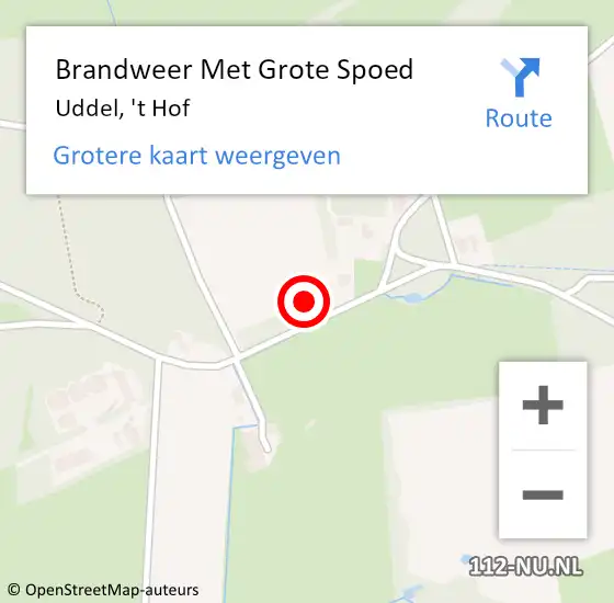 Locatie op kaart van de 112 melding: Brandweer Met Grote Spoed Naar Uddel, 't Hof op 17 september 2021 23:04