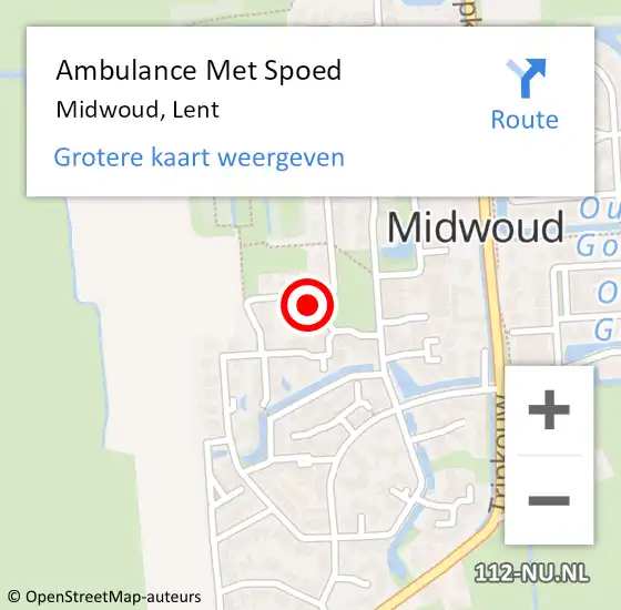 Locatie op kaart van de 112 melding: Ambulance Met Spoed Naar Midwoud, Lent op 17 september 2021 23:08