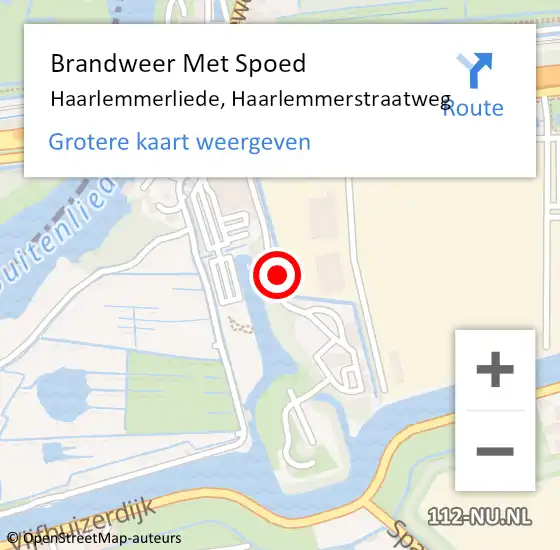 Locatie op kaart van de 112 melding: Brandweer Met Spoed Naar Haarlemmerliede, Haarlemmerstraatweg op 17 september 2021 23:13