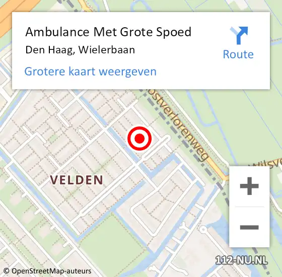 Locatie op kaart van de 112 melding: Ambulance Met Grote Spoed Naar Den Haag, Wielerbaan op 17 september 2021 23:21