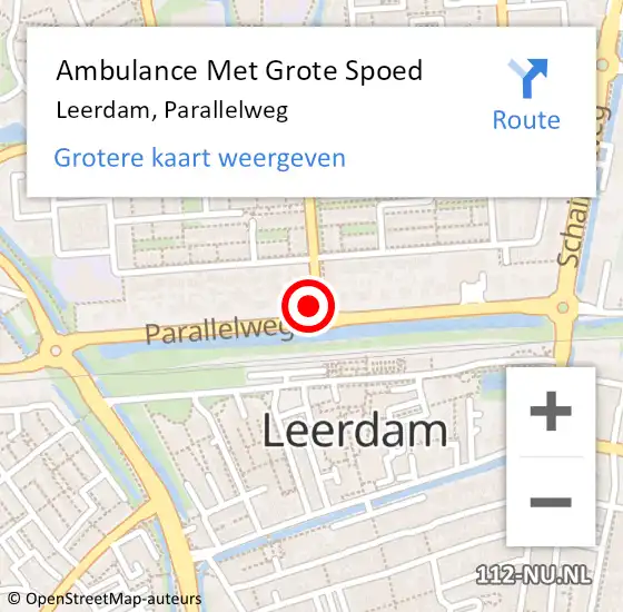 Locatie op kaart van de 112 melding: Ambulance Met Grote Spoed Naar Leerdam, Parallelweg op 17 september 2021 23:54