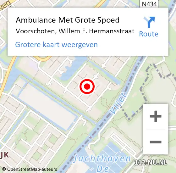 Locatie op kaart van de 112 melding: Ambulance Met Grote Spoed Naar Voorschoten, Willem F. Hermansstraat op 17 september 2021 23:59