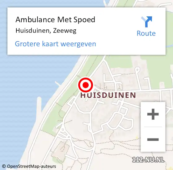 Locatie op kaart van de 112 melding: Ambulance Met Spoed Naar Huisduinen, Zeeweg op 18 september 2021 00:11