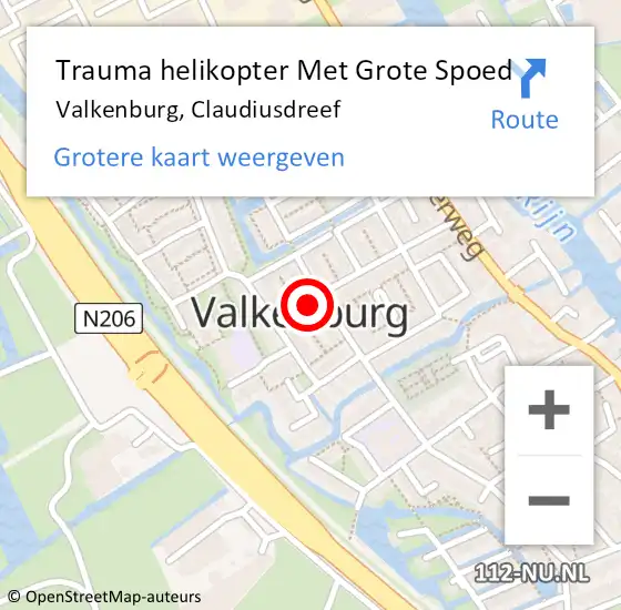 Locatie op kaart van de 112 melding: Trauma helikopter Met Grote Spoed Naar Valkenburg, Claudiusdreef op 18 september 2021 00:13