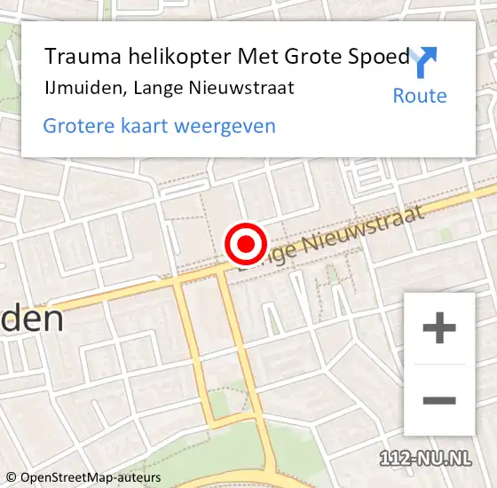 Locatie op kaart van de 112 melding: Trauma helikopter Met Grote Spoed Naar IJmuiden, Lange Nieuwstraat op 18 september 2021 00:14