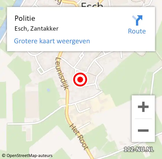 Locatie op kaart van de 112 melding: Politie Esch, Zantakker op 18 september 2021 00:16