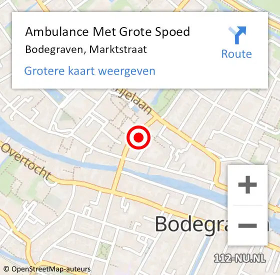 Locatie op kaart van de 112 melding: Ambulance Met Grote Spoed Naar Bodegraven, Marktstraat op 18 september 2021 00:22