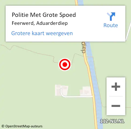 Locatie op kaart van de 112 melding: Politie Met Grote Spoed Naar Feerwerd, Aduarderdiep op 18 september 2021 00:22