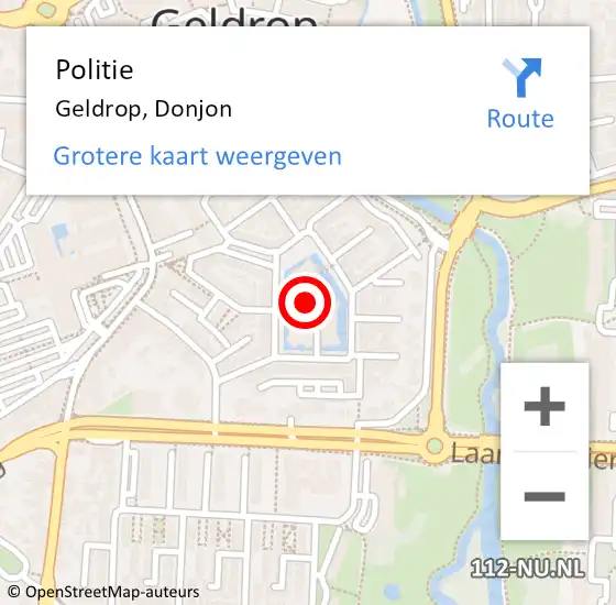 Locatie op kaart van de 112 melding: Politie Geldrop, Donjon op 18 september 2021 00:24