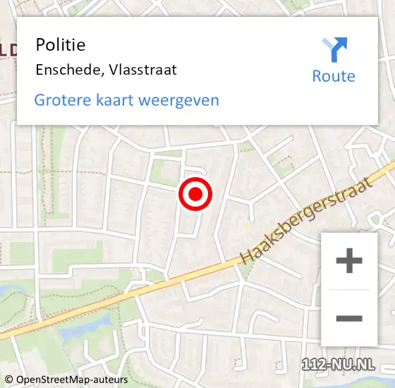 Locatie op kaart van de 112 melding: Politie Enschede, Vlasstraat op 18 september 2021 00:35