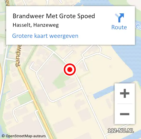 Locatie op kaart van de 112 melding: Brandweer Met Grote Spoed Naar Hasselt, Hanzeweg op 18 september 2021 00:43