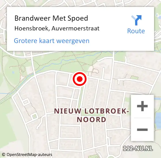 Locatie op kaart van de 112 melding: Brandweer Met Spoed Naar Hoensbroek, Auvermoerstraat op 18 september 2021 00:55