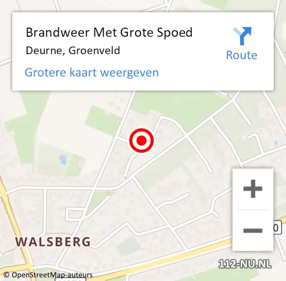 Locatie op kaart van de 112 melding: Brandweer Met Grote Spoed Naar Deurne, Groenveld op 18 september 2021 01:33