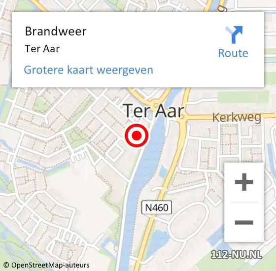 Locatie op kaart van de 112 melding: Brandweer Ter Aar op 23 juni 2014 11:38