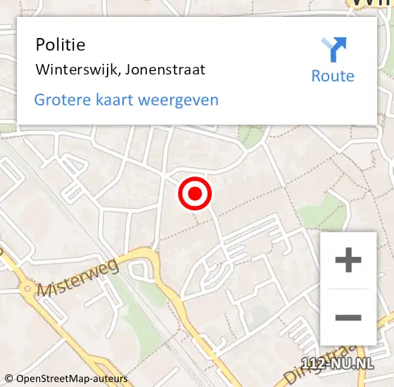 Locatie op kaart van de 112 melding: Politie Winterswijk, Jonenstraat op 18 september 2021 02:17