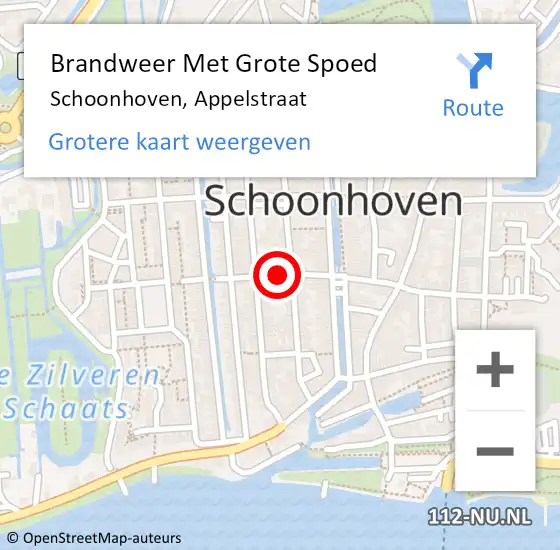 Locatie op kaart van de 112 melding: Brandweer Met Grote Spoed Naar Schoonhoven, Appelstraat op 18 september 2021 03:01