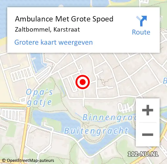 Locatie op kaart van de 112 melding: Ambulance Met Grote Spoed Naar Zaltbommel, Karstraat op 18 september 2021 03:16