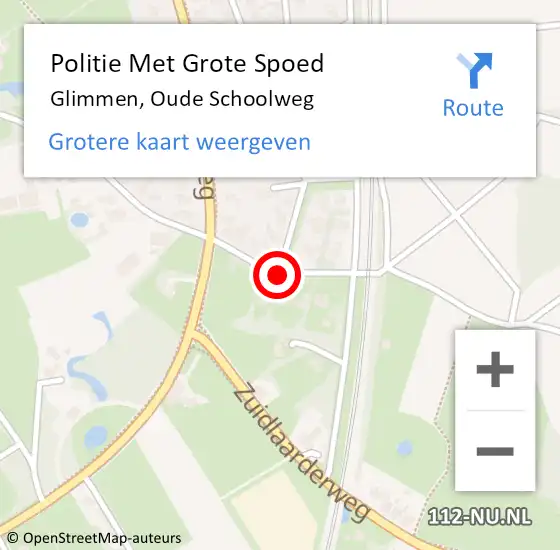 Locatie op kaart van de 112 melding: Politie Met Grote Spoed Naar Glimmen, Oude Schoolweg op 18 september 2021 03:16