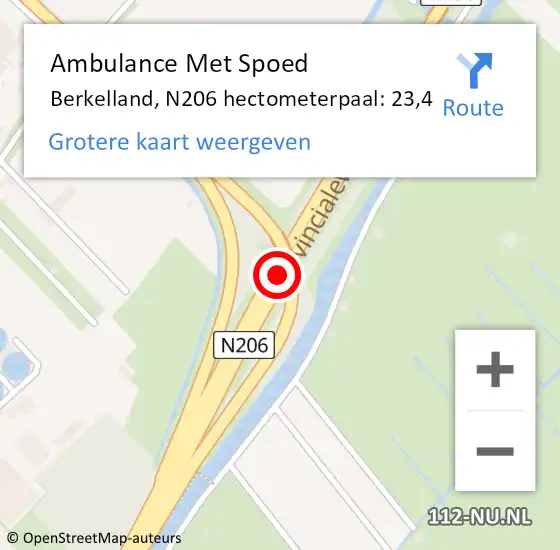 Locatie op kaart van de 112 melding: Ambulance Met Spoed Naar Berkelland, N206 hectometerpaal: 23,4 op 18 september 2021 03:32